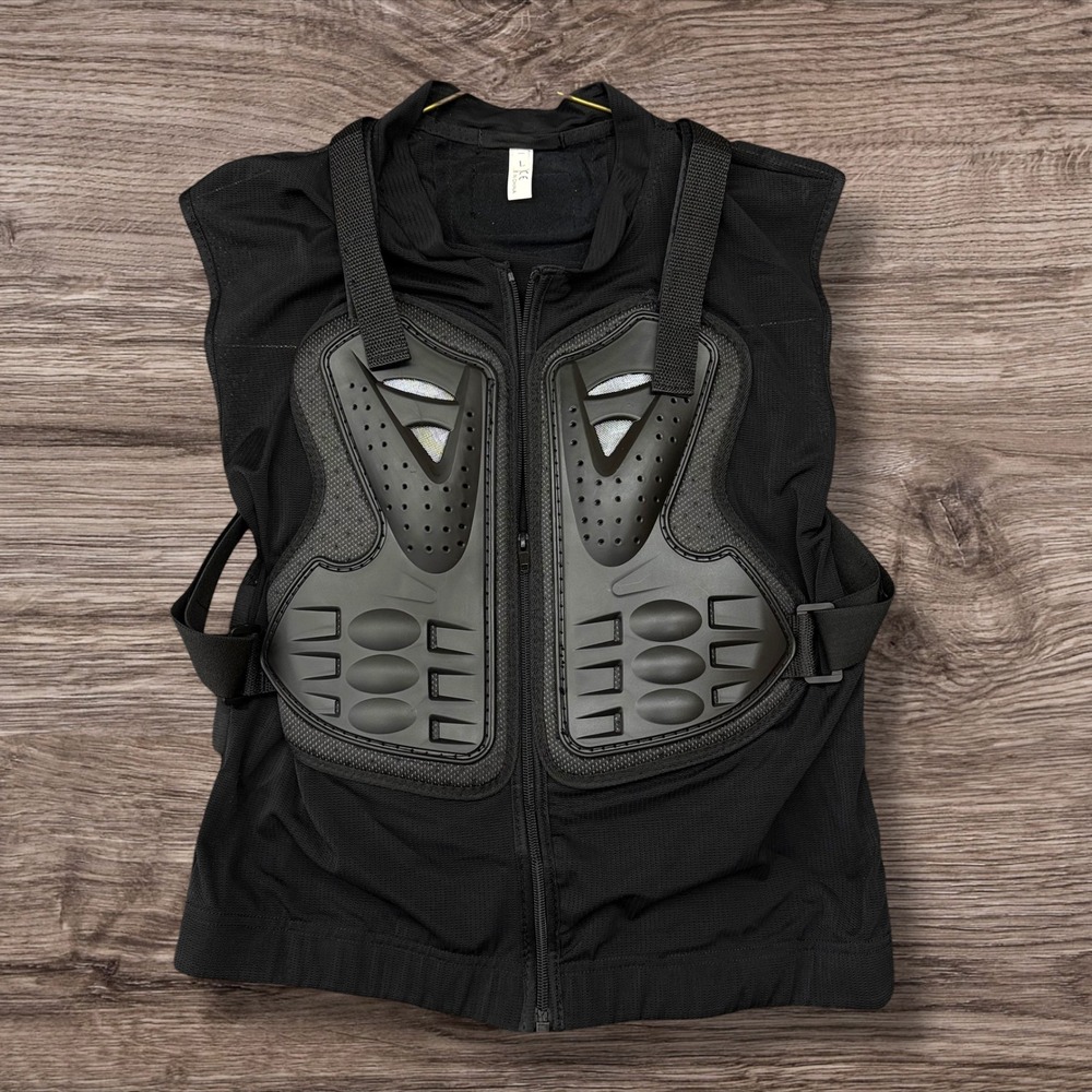 Sulaite Motorcycle Body Armor Vest Chest Back Protector Black Mens Large Flaw